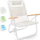 Water Buffalo Bondi Beach Chair  Backpack Beach Chair for Adults with Reclining Positions, Cup Holder & High Back Support (Seashell White)