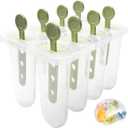 Popsicles molds8PCs Silicone Popsicle MoldsBPA Free Homemade Ice Popsicle Molds, Reusable Easy Release Ice Pop Molds with Sticks for Baby Kid Toddler (2Green)