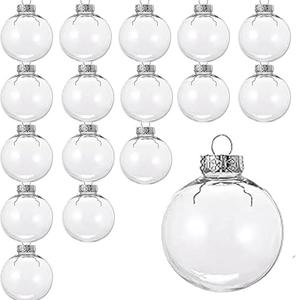 16PCS DIY Christmas Hanging Decoration，2.36Inch Clear Plastic Fillable Ornament Balls， for Christmas, Halloween, Birthday, Wedding Decor, DIY Crafts Decorations (60 mm)
