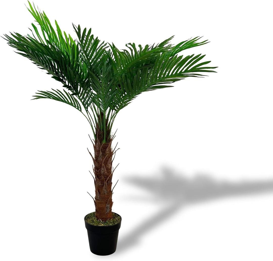 XBrand 47.2 inches H Artificial Palm Tree with Pot Realistic Tropical Faux Plant for Indoor & Outdoor Decor, UV-Resistant, Easy Low Maintenance Home Accent