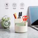 Desk Pencil Pen Holder, 3 Slots 360-Degree Spinning Organizers, Desktop Storage Stationery Supplies, Cute Cup Pot for Office, School, Art Supply, Kids - White