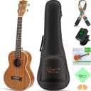 Hricane Concert Ukulele 23 inch UKS-2, 4 Strings Ukeleles For Beginners, Sapele Hawaiian Ukele with Ukulele Case and Ukele String Set