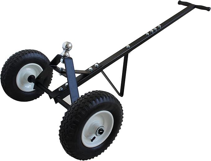 Fouwick 650LBS Capacity Trailer Dolly, 1-7/8” Hitch Ball with 12” Pneumatic Tires, Black Powder Coated Steel Trailer Mover Dolly, White Wheel Heavy Duty Trailer Mover for Utility Trailer