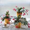 alyptus Artificial Silk Cactus Plant Set of 3 Red Flowers Beautiful Holiday Cactus Artificial Christmas Decorations with Pots (Red)