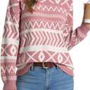 Dokotoo Women's Long Sleeve Crewneck Sweater 2025 Pullover Knit Tops Cozy Sweaters for Women Fall Clothes (Pink, M)