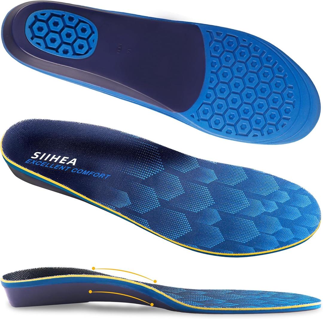 Arch Support Shoe Inserts, Hollow Structural Shock Absorbing, Orthotics Cushioning Shoe Insoles for Relieve Plantar Fasciitis, Achilles Tendonitis, Flat Feet, High Arch (M)