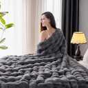 NORD ECO Luxury 1000GSM Faux Rabbit Fur Throw Blanket, Super Heavy Warm Cozy Blankets for Couch Bed Sofa, Bubble Plush Fuzzy Elegant Soft Reversible Mink Blanket for Living Room Bedroom, Grey