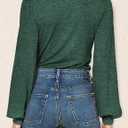 Agnes Urban Womens V Neck Long Sleeve Tops Dressy Casual Fall Shirts Puff Sleeve Loose Tunic Trendy Tops Blouses (Green, XL)
