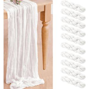 10 Pack White Cheesecloth Table Runner 10ft White Table Runner 20x120 Inch Boho Rustic Gauze Table Runner for Wedding Baby Bridal Shower Birthday Party Thanksgiving Christmas Decor