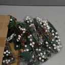 Zeyune 50 Pieces Christmas Floral Picks Christmas Artificial Snowy Berry Picks Stems Small Faux Cedar Pine Needles Branche with Pinecones for Floral Arrangement Wreath Garland Greenery (White)
