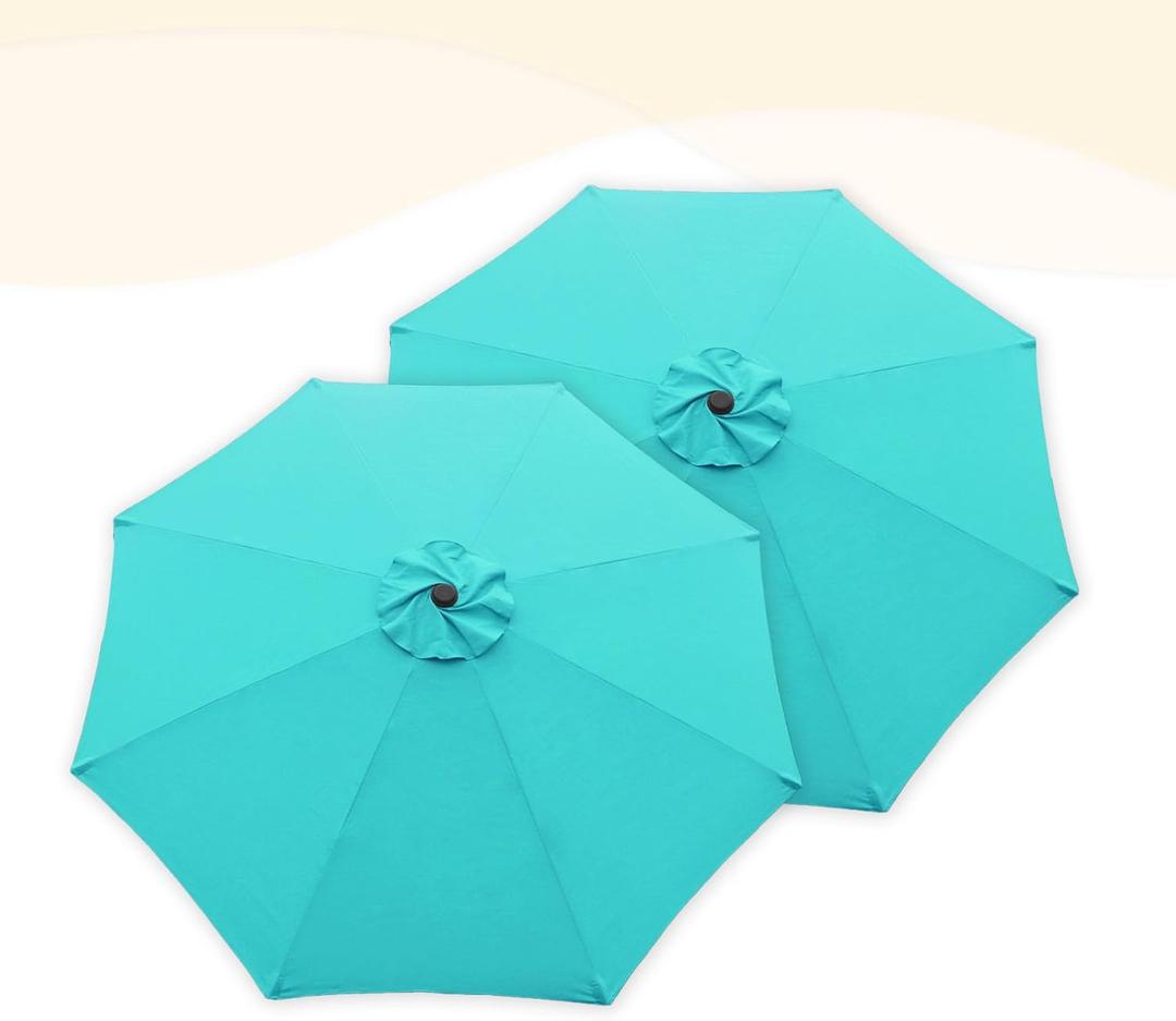 Goodgoods 9ft Patio Umbrella Replacement Canopy Market Umbrella Top Outdoor Umbrella Canopy (2pcs/package) (Lake Blue-8 Ribs)