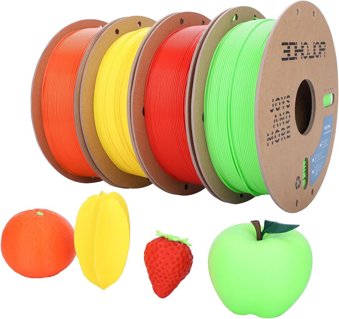 3DHoJor PLA Pro (Plus) Filament 1.75mm, 3D Printer Filament,1kg*4 Bundle Cardboard Spool 3D Printing Filament, Dimensional Accuracy +/- 0.03 mm-Peak Green+Orange+Yellow+Red