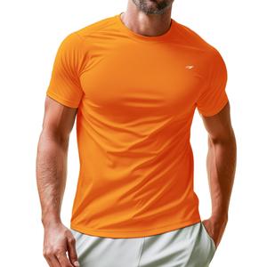 RGJU Mens Performance T Shirts Short Sleeve Athletic Fit(Orange,L) (Orange, L)