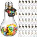 Sabary 48 Pack 2026 Graduation Gifts 100 ML Plastic Light Bulb Jars with Graduation Cards, Light Bulb Candy Container Drinking Cups Fillable Drink Ornaments Clear Candy Jars For 2026 Grad Party