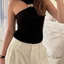 Women's Halter Tank Top Y2k Black Style Fitted High Neck Sleeveless Criss Cross Basic Tops for Women S