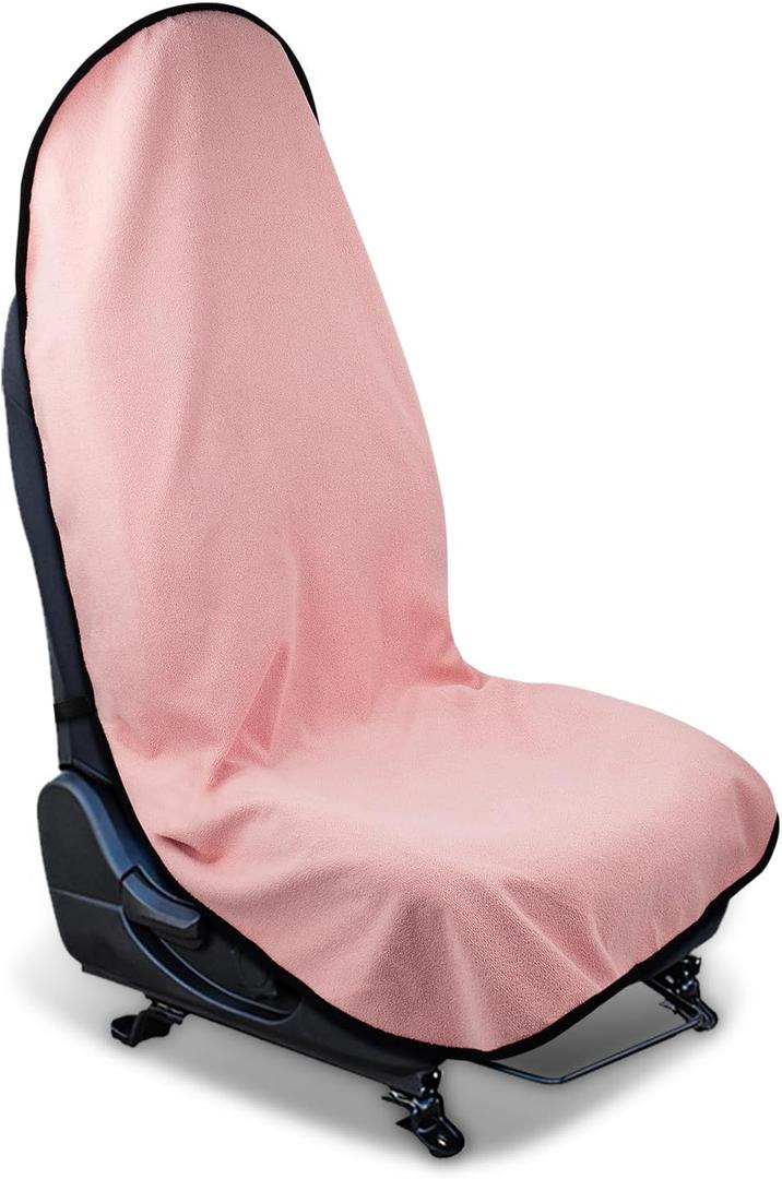 Waterproof Sweating Car Seat Cover for Post Gym Workout, Running, Swimming, Beach and Hiking, Universal Fit Non-Slip Bucket Seat Protector for Cars SUV Trucks, Machine Washable (Pink)