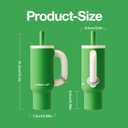 CHAKO LAB BaWang Insulated Stainless Steel Tumbler | Tumbler with Handle and Straw 33oz | Cup Holder Friendly for Travel | Leakproof Water Bottle | BPA-Free | Ceramic liner| GreenWhite