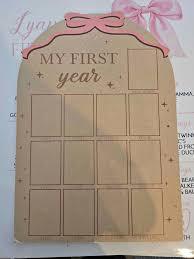 One Year Old Photo Board - My First Year Photo Display Wood Board, One in a Melon Theme Monthly Milestone Photo Board, Summer Friut 1st Birthday Decoration, 12 Months Photo Frame