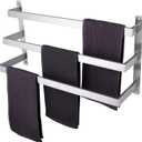 KOKOSIRI Bath Towel Bars Bathroom 3-Tiers Ladder Towel Rails Towel Holders Wall Mounted Towels Shelves Rack Brushed Stainless Steel, B5006BR-L24