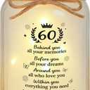 60th Birthday Gifts for Women Mom 60th Birthday Decorations for Mother Woman Decorative Jar Night Light 60 Years Old Gift