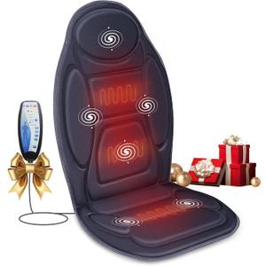 Snailax Vibration Back Massager with Heat, Massage Seat Cushion with 6 Vibrating Motors and 2 Heat Levels, Massage Chair Pad for Home Office use, Gifts for Him Her