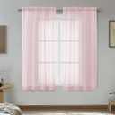 OVZME Blush Pink Sheer Curtains 45 Inches Long 2 Panels - Soft Light Filtering Window Sheer Panels for Living Room/Bedroom, Top Dual Rod Pocket, 1 Pair, Each 42Wx45L Inches