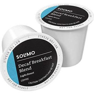 Solimo Decaf Light Roast Coffee Pods, Breakfast Blend, Compatible with Keurig 2.0 K-Cup Brewers, 100 Count