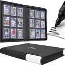 Top Loader Binder, 9 Pocket, Holds Up to 360 3" x 4" Toploaders, 20 Double-Sided Ringless Sleeves, Side-Loading for Easy Insertion,Side Label Tab and Marker for Easy Identification (Black)