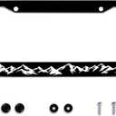 Mountain License Plate Frame Mountains Scenery Stainless Steel License Plate Frame Black White Auto Parts Decoration with Screws License Plate for Men Women 12x6 Inch