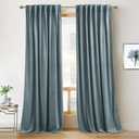 RYB Home Blue Velvet Curtains 108 inches - Blackout Curtains for Living Room, Thermal Insulated Noise Reducing Panels Soft Luxury Window Decor for Bedroom, Stone Blue, W52 x L108 inches, 2 Panels