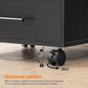 HOOBRO 5-Drawer File Cabinet, Office Cabinet with Drawers, Wooden Storage Cabinet with Wheels for Makeup, Home Office, Study, Easy Assembly, Black BK05WJ01
