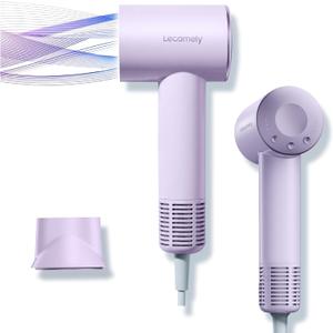Dual Voltage Hair Dryer for Worldwide Travel, High-Speed Travel Hair Dryer for 5X Faster Drying, 200M Negative Ions, 0.69lb Portable Blow Dryer for Salon Results at Home & Abroad S4AT (Purple Dryer)