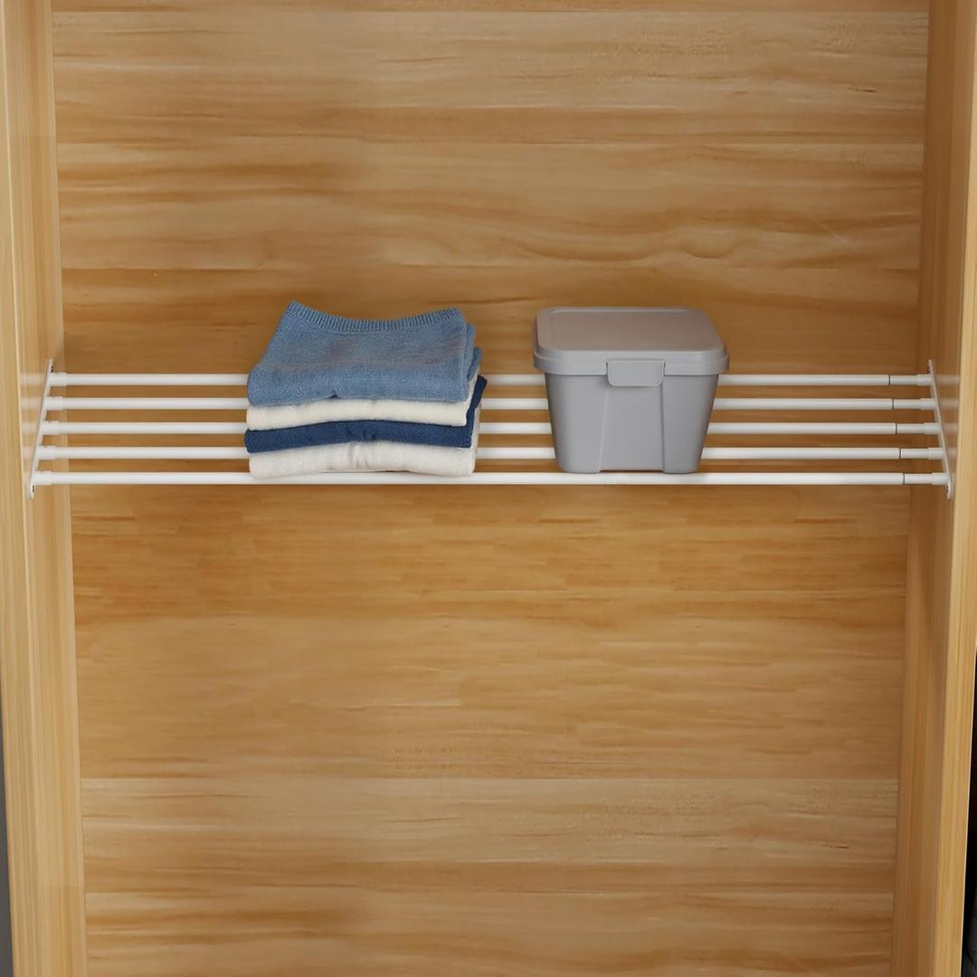 FIRJOY Expandable Wall-Mounted Closet Shelf Organizer, Adjustable Storage Rack, Heavy Duty (White, 46" - 56.5")