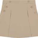 Nautica Girls' School Uniform Pull-on Scooter Skirt with Undershorts, Poplin Style with Button Pockets (5, Khaki)