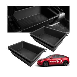 GEEDAR 2 Pack Tesla Model Y Under Seat Storage Box Organizer, Upgraded ABS + TPE Double Layer Hidden Storage Box, Washable Underseat Storage Organizer fit Tesla Model Y Accessories 20212024