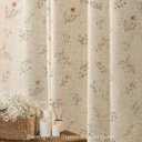 Floral Farmhouse Vintage Linen Shower Curtain, French Country Spring Shower Curtains for Bathroom, 72Wx72H