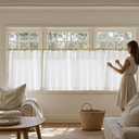 jinchan Linen Pinch Pleated Kitchen Curtains 30 Inch 2 Panels, Natural Linen Tier Curtains Back Tab Farmhouse Cafe, Light Filtering Small Window Drapes for Bathroom Laundry Room Off White