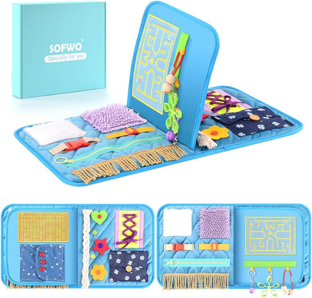 SOFWO Fidget Blanket for Adults with Dementia,Alzheimers Dementia Activities Products for Elderly and Seniors,Gift Game and Toy for Alzheimers or Dementia Busy Blanket.(11.4 x 20.3 in)