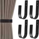 4 Pack Modern Curtain Holdbacks Solid Aluminum U Shaped Wall Mount Curtain Hooks Drapery Holdbacks Tie Backs for Curtain (4, Black)