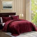TAMGHO Velvet King Size Comforter Set, Luxuriously Soft King Comforter Set, Lightweight Bed Set for All Seasons, Oversized Comforter (108"x96") with 2 Matching Shams (20"x36"), Marron Burgundy