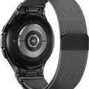 JKD No Gap One Click Metal Band Compatible with Samsung Galaxy Watch 7 6 5 4 FE 40mm 44mm, Galaxy Watch 6 4 Classic 47mm 43mm 42mm 46mm/Watch 5 Pro 45mm, 20mm Stainless Steel Mesh Wristband Women Men (Black)