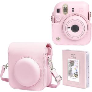WOGOZAN Protective Case for Fujifilm Instax Mini 12 Instant Camera -With Light-sensitive Holes, Lower Right Lens Fit, Specially Designed for Mini 12 Camera (Blossom Pink)