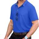 NIASHOT Mens Polo Shirt Short Sleeve Golf Sports Casual Tee (Blue, M)