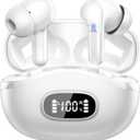 Wireless Earbuds, Bluetooth Headphones 5.4 HiFi Stereo, Ear Buds with 4 ENC Noise Cancelling Mics, 48H Bluetooth Earbuds with Dual LED Display, IP7 Waterproof in Ear Earphones for Android iOS, White