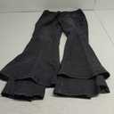 ThusFar Bell Bottom Jeans High Waisted Pleated Layered Ruffle Hem Flared Wide Leg Denim Pants 70s Outfits for Women (3X-Large, Black)