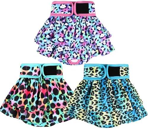 wegreeco Dog Diapers Female (3 Pack), Highly Absorbent Dog Diapers for Female Dogs, Washable Dog in Heat, Incontinence, or Excitable Urination (Colorful Leopard, Small)