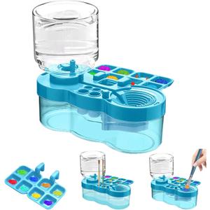 New Paint Brush Cleaner Tool, Acrylic Paint Brush Washing Station with Palette Face Paint Brush Water Cup for All Purpose Oil Watercolor Brush Painting Artist Professional Kits