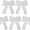 Bow Iron on Patches, Sequin Bow Embroidered Patches Cute Fabric DIY Decorative Applique -Fitting for (Clothes - Hats - Jeans - Backpacks - Sewing) 5 Pack & Silver