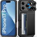 BXYJY for iPhone 17 Pro Case Wallet, Card Holder (45 Cards), Slide Camera Cover, Military Drop Protection, Rugged Heavy Duty Men Women Protective Phone Case for iPhone 17 Pro 6.3" 2025, Black