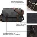 [Upgraded] Vintage Canvas Messenger Bag 13 15.6 17 inches Large Book Laptop Shoulder Bag Women Men New (Black, X-Large)